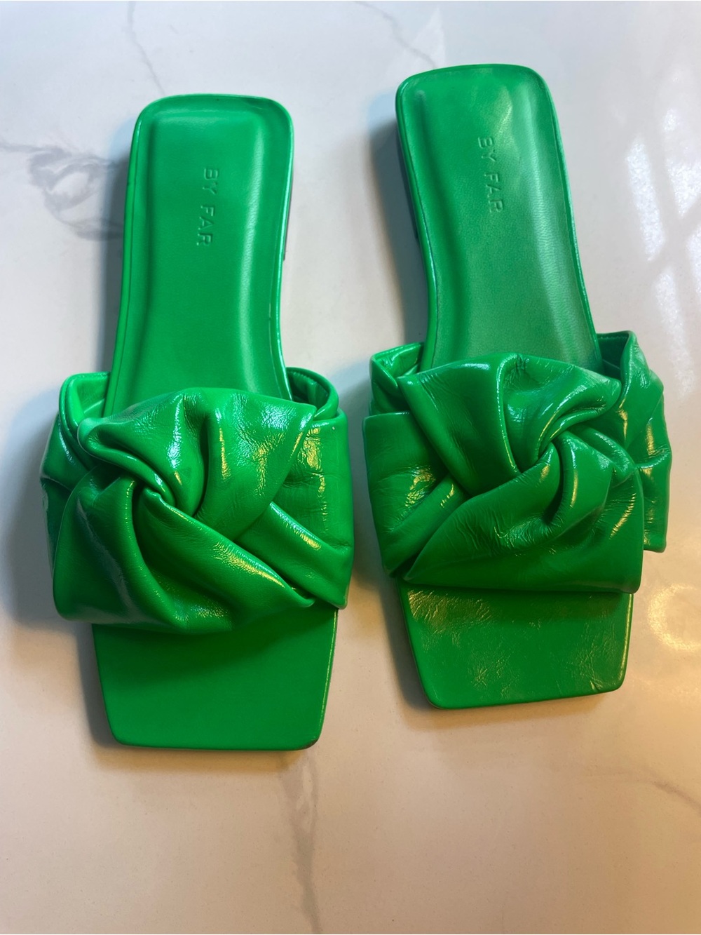 BY FAR Green Lima Slide Sandals